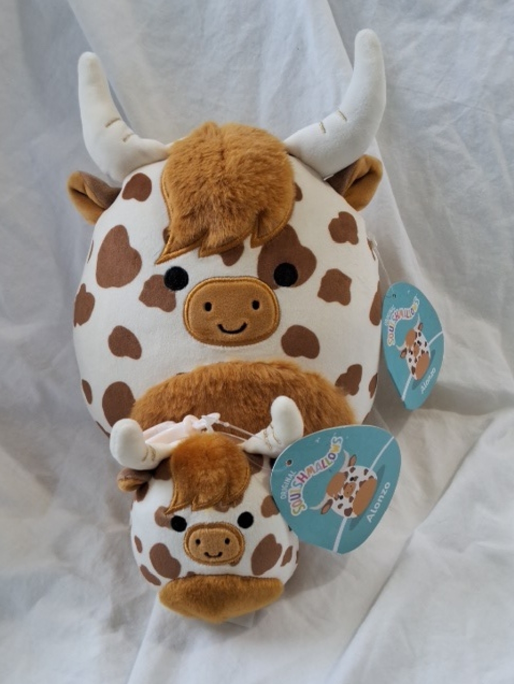 Squishmallows 8" and 3.5" clip Alonzo pair, NWT